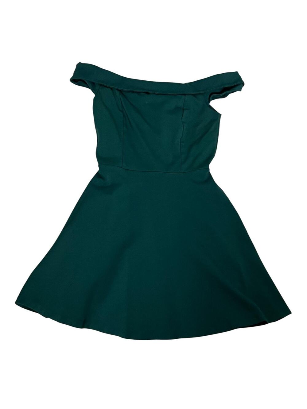 Lulus Green Dress Fit & Flare Shawl Collar Cocktail Semi Formal XS Wedding guest